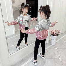 Spring Autumn Shiny Baby Girl's Hooded Thin Jacket Kids Outfits Baseball Jacket Girl Bright Fall Outerwear Tops Windbreaker Coat 2024 - buy cheap