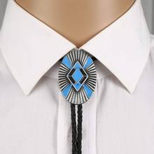 Azul bolo gravata para mulher mulher artesanal arte ocidental indiano liga gravata forma oval 2024 - compre barato
