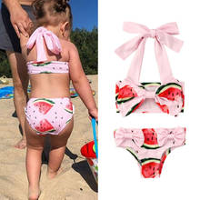 CANIS Kids Baby Girls Tankini Swimsuit Bathing Suit Bandage Bowknot Lovely Fashion Swimwear Beachwear Bikini Set 2024 - buy cheap