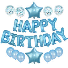 25 Pçs/set Confetti 16 polegada Letras Feliz Aniversário Folha De Alumínio Balões De Látex Balões de Aniversário Dos Miúdos Favores Do Partido Do Chuveiro Do Bebê 2024 - compre barato