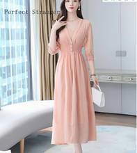 2021 Summer New Arrival Two Pieces Solid Color  Women Chiffon Long Dress High Quality  M-4XL 2024 - buy cheap