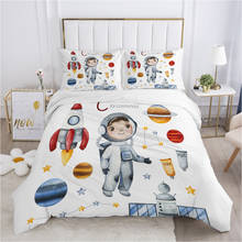 Conjunto de cama infantil com 140x200, colcha, capa de edredom, fronha, roupas de cama para crianças, astronauta 2024 - compre barato