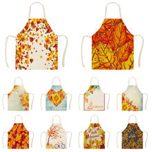1Pcs Kitchen Apron Golden Maple Leaves Printed Sleeveless Cotton Linen Aprons for Men Women Home Cleaning Tools WQ1210 2024 - buy cheap