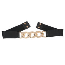 Mulher elástico preto cinto de corrente adorno cintura selo botões moda vestido cinta ondildo senhoras outercoat acessórios dourado 2024 - compre barato