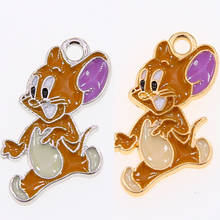 4pcs 19*22mm rhodium color alloy enamel Jerry mouse pendant necklace chain bracelet jewelry making DIY earrings 2024 - buy cheap