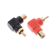 2pc 90 graus rca ângulo direito conector plug adaptadores macho para fêmea m/f 90 graus cotovelo adaptador de áudio 2024 - compre barato