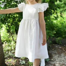 Vestido blanco de manga voladora para bebé de 0 a 5 años, ropa con lazo para recién nacido, 2021 2024 - compra barato
