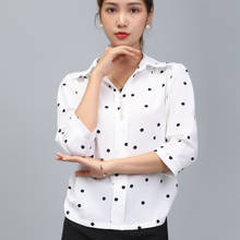 Women'S Spring Summer Style Chiffon Blouses Shirt Turn-Down Collar  Polka Dot Button Half Sleeve Elegant Korean Tops DF3886 2024 - buy cheap