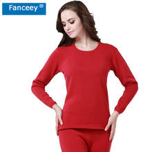 Fanceey base de camisa de pescoço o, roupa interior térmica feminina witner, trajes de banho quentes para mulheres, roupas térmicas femininas, 2 peças, terno térmico 2024 - compre barato