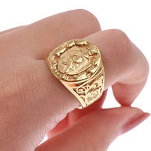 Punk Hand Carved Rings For Men Gold Color armor Lion Crown Signet Ring Top Quality Personality Gifts Seal ring Jewelry 2024 - buy cheap