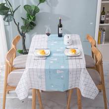 Simples estilo fresco pano de mesa para festa toalha de mesa à prova dwaterproof água xadrez impressão mesa de jantar capa decoração para casa 2024 - compre barato