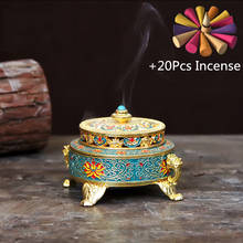Porta-incenso em metal, espiral de liga de zinco pintada com estilo tibetano, decoração para casa e escritório 2024 - compre barato