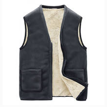 Vest Men Winter Coat New Brand Fashion Mens Fleece Warm Waistcoat Vests Father Dads Tops Cashmere Sleeveless Jackets Velvet C192 2024 - buy cheap