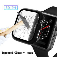 Чехол из закаленного стекла для Apple Watch 40 мм 44 мм для iWatch 38 мм 42 мм серия 5 4 3 2 1 3D полная защита экрана 2024 - купить недорого