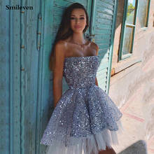 Smileven Short Sequins Cocktail Dresses Strapless Mini Prom Dress Homecoming Party Dress Abendkleider 2020 2024 - buy cheap