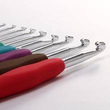 Kit de plantilla de ganchillo con gancho de Metal mezclado, agujas de tejer de aluminio TPR para banda de herramientas de telar, manualidades DIY, 9 Uds. 2024 - compra barato