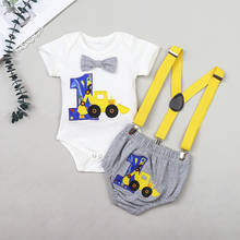 Fashion Suits Newborn Baby Boys Two-piece Sets Gentleman One-year-old Birthday Shorts Sleeve Romper Straps Shorts Outfits Suits 2024 - buy cheap
