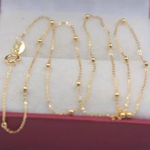 Cadena de eslabones de oro amarillo de 18k para mujer, Mini cuentas de la suerte y collar de eslabones de 40-60cmL 1.5mmW 2024 - compra barato