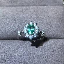 Natural Emerald Gemstone Flower Pattern Ring S925 Sterling Silver Fine Fashion Weddings Jewelry for Women Free Shipping 2024 - buy cheap
