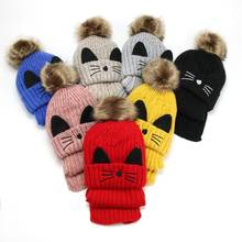 Winter Cut Ear Baby Hat New Velvet Thicken Ball Unisex Cap Girl Boy Warm Hat + Scarf Suits Kids Knitted Caps Children Accessoire 2024 - buy cheap