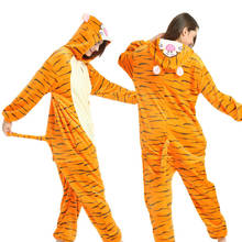 Pijamas de animales para adultos, ropa de dormir de dibujos animados, conjuntos de Tigre, Anime Kigurumi, franela cálida con capucha, novedad 2024 - compra barato