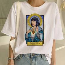 Женская футболка из целлюлозы с забавным принтом из фильма Миа Харадзюку Ulzzang, летняя футболка, модная футболка Девы Марии Миа, женские футболки 2024 - купить недорого