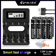 PALO 4-24pcs 900mWh 1.5V AAA Rechargeable Battery Lithium Li-ion Li ion 3A Batteries with LCD Display Smart Battery Charger 2024 - buy cheap