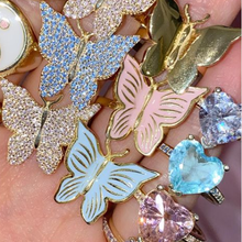 2021 Fashion White Blue Pink Neon Enamel Butterfly Gold Color Vermeil Jewelry Colorful Finger Ring For Women Open Adjust Size 2024 - buy cheap