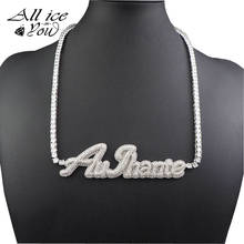 ALLICEONYOU Custom Name Iced out Cursive Letter Tennis Necklace Micro Pave Pendant Solid Back Hip Hop Rock Women Jewelry Gift 2024 - buy cheap