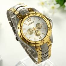 ROSRA-Reloj de pulsera de cuarzo para hombre, accesorio masculino de marca de lujo, relojes diales redondos, decoración, dorado, de acero inoxidable 2024 - compra barato