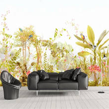Milofi-papel tapiz 3D personalizado, mural de jungla europea, flores y pájaros, Fondo de pared para sala de estar, decoración de dormitorio, papel tapiz 2024 - compra barato