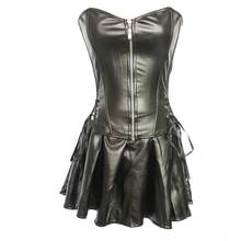 S-6XL Plus Size Lingerie Women Black Faux Leather Burlesque Steampunk Corset Dress Gothic PVC Corset Vest Bust 2024 - buy cheap