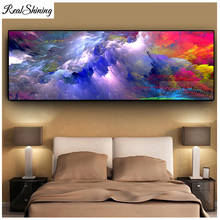 Pintura de diamante abstrato paisagem céu colorido nuvem 5d pintura de diamante mosaico venda de strass ponto de cruz bordado de diamante grande f761 2024 - compre barato