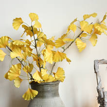 Folhas artificiais de seda, 75cm, amarelo, ginkgo, decoração para casa, casamento, decoração de festa, jardim 2024 - compre barato