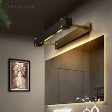 Lámpara de pared de luz LED para espejo de cobre, candelabro de latón rectangular moderno, Lustre para dormitorio, iluminación para el interior de la habitación 2024 - compra barato