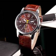 Relógio de pulso masculino com pulseira de couro, relógio analógico casual com pulseira de couro sintético ajustável 3 cores 2024 - compre barato