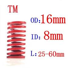 Mola de compressão espiral para estampagem, carga média vermelha, diâmetro exterior de 16mm, diâmetro interno 8mm, comprimento 20-60mm, 1 peça 2024 - compre barato