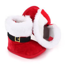 Зимние рождественские ботинки с Санта Клаусом 2020, теплые ботинки для первых шагов, Детская вязаная флисовая обувь для мальчиков и девочек, подарок 2024 - купить недорого