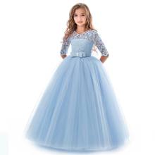 Новинка, кружевное платье принцессы, детское платье с цветочной вышивкой для девочек, винтажные Детские платья для свадебной вечеринки, официальное бальное платье 14T 2024 - купить недорого