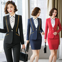 Fashion Women Suits Formal Pants Blazer Set Office Lady Business Work Wear Uniform Design Autumn Winter Pantsuits Female 2021 2024 - buy cheap