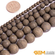Round Matte Frost Pyrite Stone Beads Natural Stone Beads DIY Loose Bead For Jewelry Making Strand 15 Inches 6mm 8mm 10mm 12mm 2024 - buy cheap