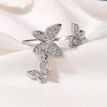 Anel borboleta dourada feminina, anéis de borboleta dourados e prateados estilo coreano 2024 - compre barato