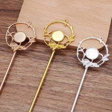 20 PCS 35mm Metal Alloy Round Branch Leaf Hair Sticks With a Loop DIY Hairwear Accessories For Jewelry Making 2024 - buy cheap