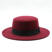 Chapéu de balde vermelho vinho, chapéu tipo fedora, novo, de lã, com aba grande, para homens e mulheres, chapéu de cavalheiro, versão coreana do chapéu de jazz moderna 2024 - compre barato