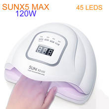 MAX 120W UV CONDUZIU a Lâmpada Do Prego com 45 SUNX5 Leds Luz do Sol Lâmpada Manicure Secador De Unhas Para Todos Os Géis polonês Secagem Inteligente Display LCD 2024 - compre barato