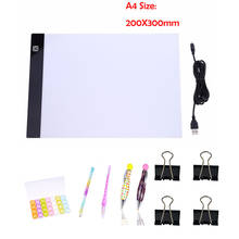 Placa para tablet com luz led a4, almofada para aplicar em kits de pintura diamante 5d diy para kit de caixa ultra-fina portátil com 4 grampos, 4 canetas 2024 - compre barato