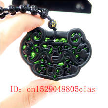Natural Black Green Chinese Jade Bat Pendant Beads Necklace Charm Jewelry Obsidian Accessories Carved Amulet Gifts for Men Her 2024 - buy cheap