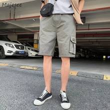 Men Casual Shorts Summer Solid Male Cargo Trousers Multi Pockets Korean Fashion Streetwear Cool All-match Cozy Daily Ulzzang New 2024 - buy cheap