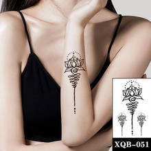 Waterproof Temporary Tattoo Stickers Black Mandala Sanskrit Lotus Design Fake Tattoos Flash Tatoos Arm Body Art for Women Men 2024 - compre barato