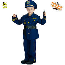Kids Cool Police Costume Halloween Cosplay Career Uniform Outfits Children Mature Temperament Party Little Boys Hat Pants Suit 2024 - buy cheap